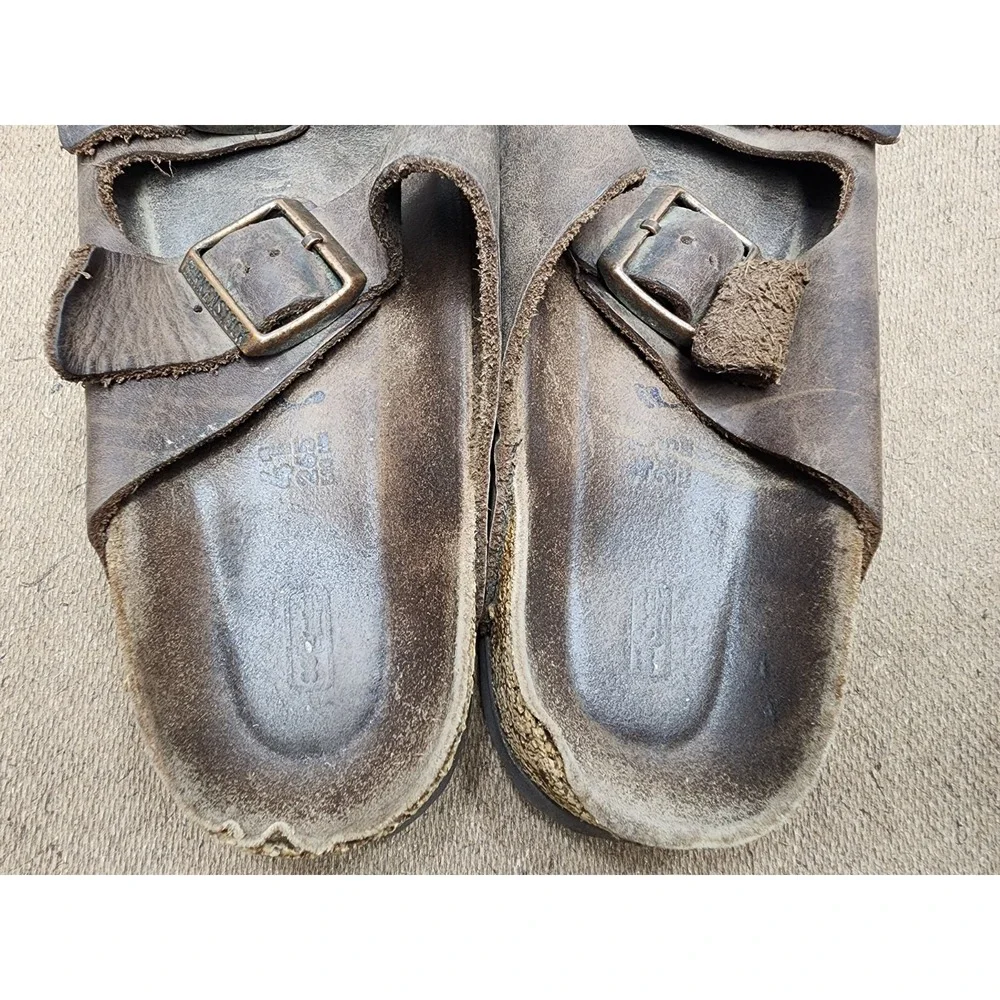 Birkenstock Two Strap Arizona Sandals Brown Leather Women 10 Men 8
